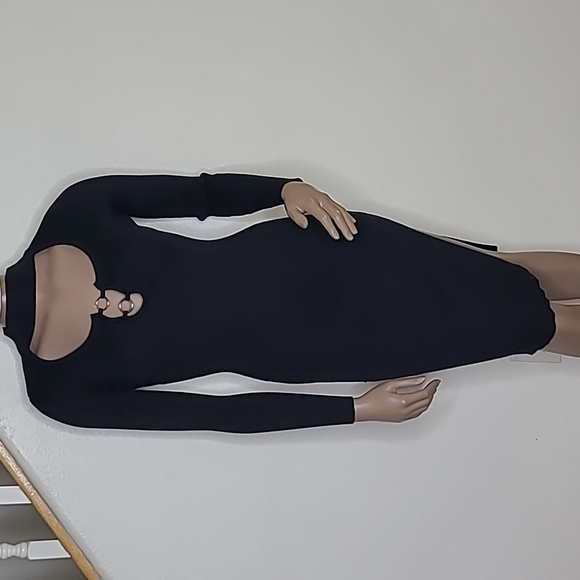 Say What? Dresses & Skirts - Sexy Knit Dress Size Medium Black Ribbed Bodycon Stretch Date Night      Fall